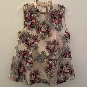Anthropologie Sheer Floral Blouse